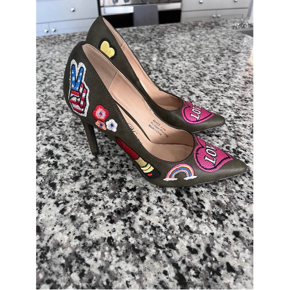 WOMEN’S Pump Heels Penny Loved Kenny Mixed Graphic Shoe Stitching Women’s 6.5 - Picture 3 of 5